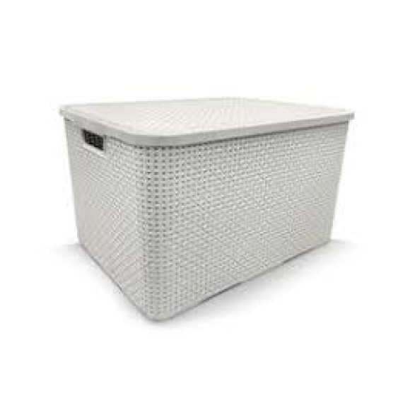 ORGANIZADOR RATTAN C/ TAMPA 40 BRANCA